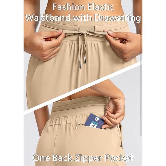 NEW Joggers Pants Zipper Pockets High Waisted Athletic Tapered S - Picture 5 of 8